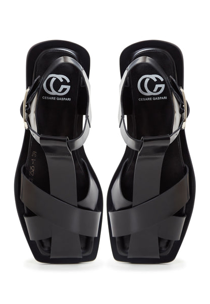 Ankle cuff Flat Sole Sandals - Black