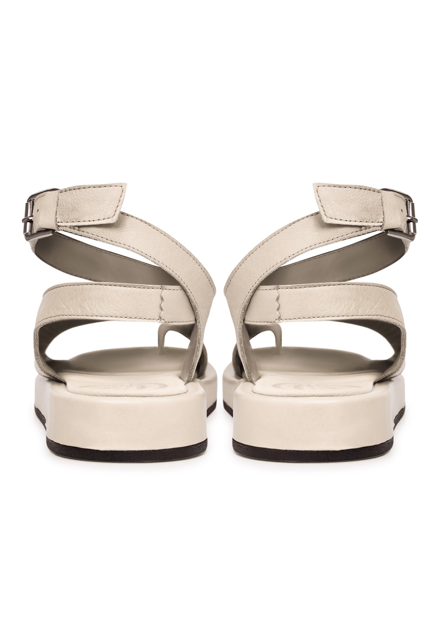 Leather Platform Sandals - Beige