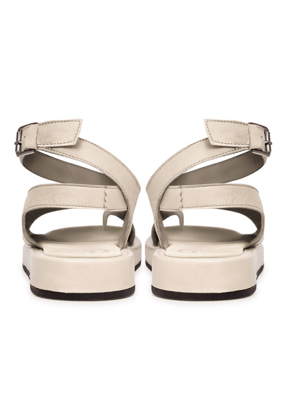Leather Platform Sandals - Beige