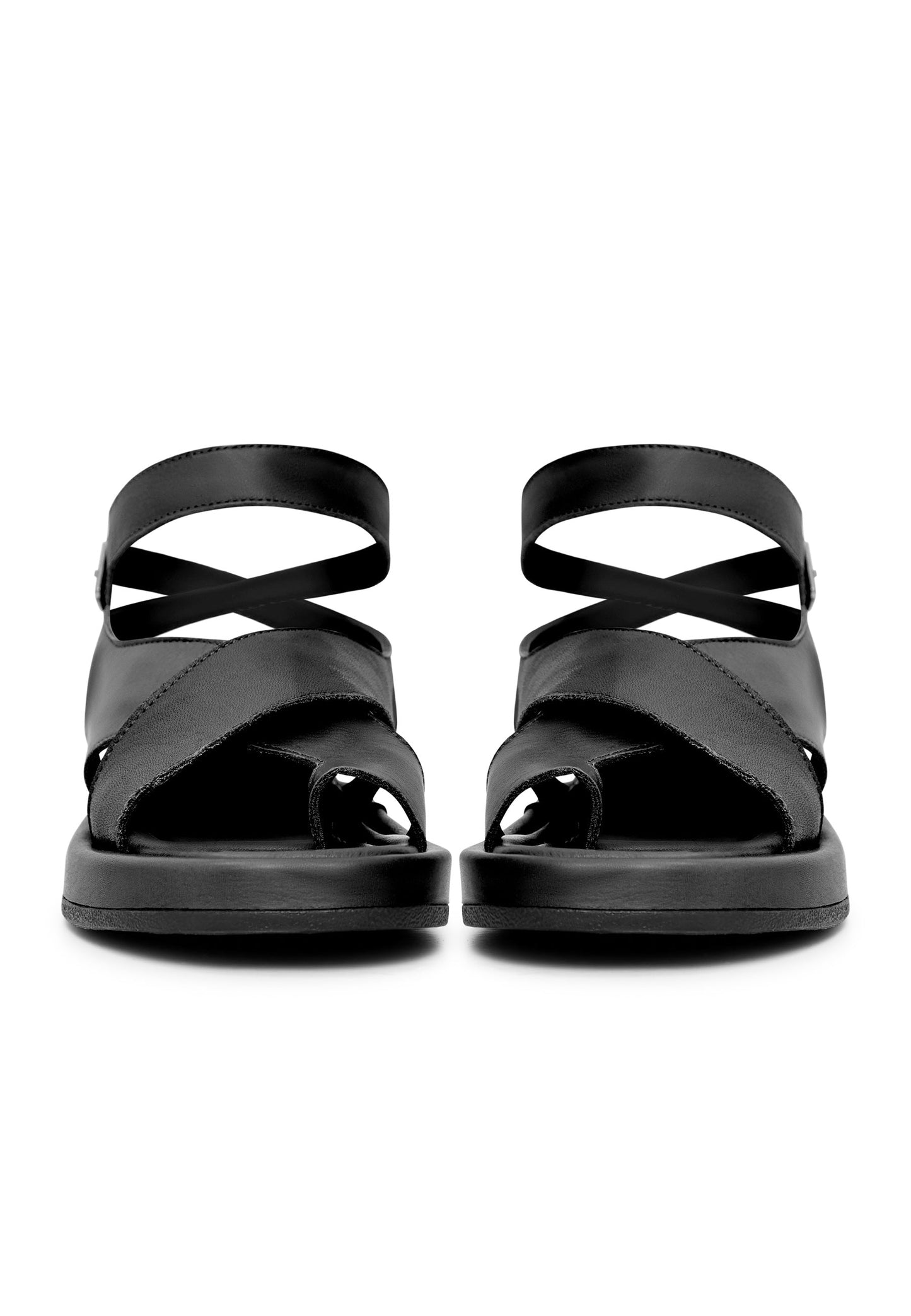 Leather Platform Sandals - Black