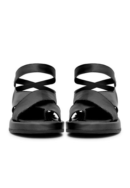 Leather Platform Sandals - Black