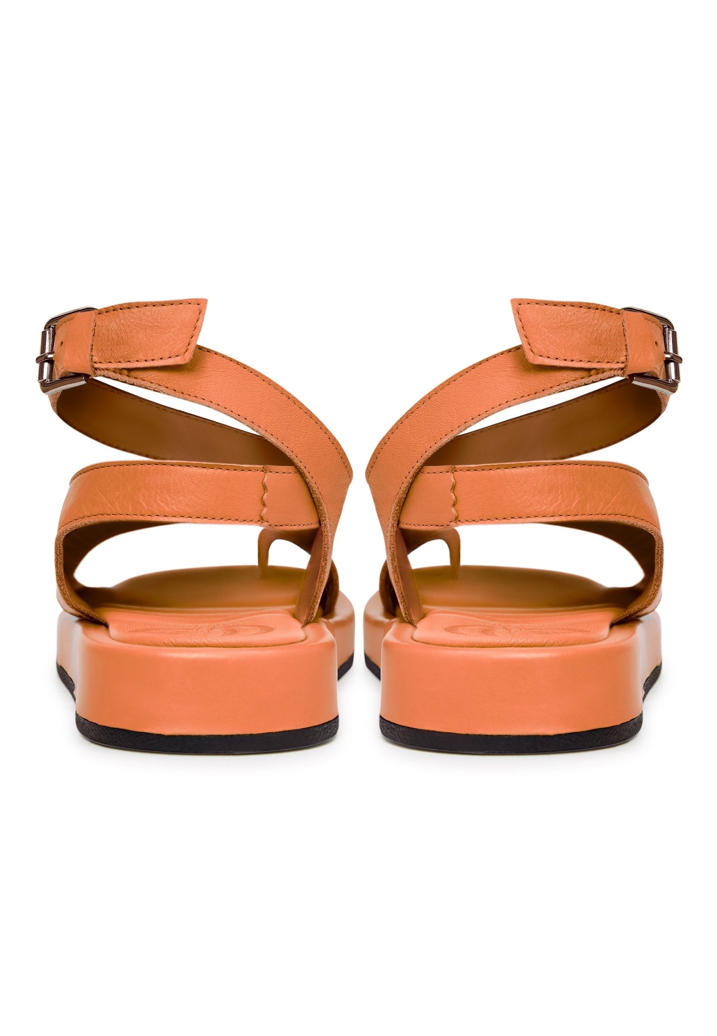 Leather Platform Sandals - Orange