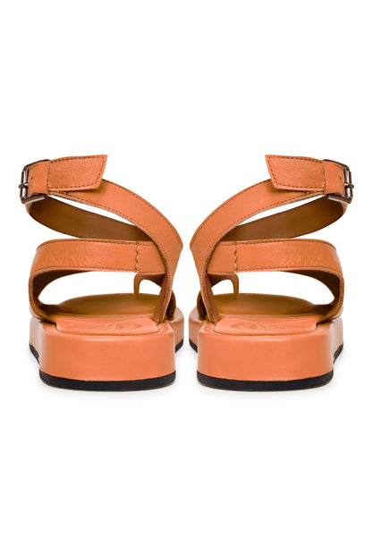 Leather Platform Sandals - Orange
