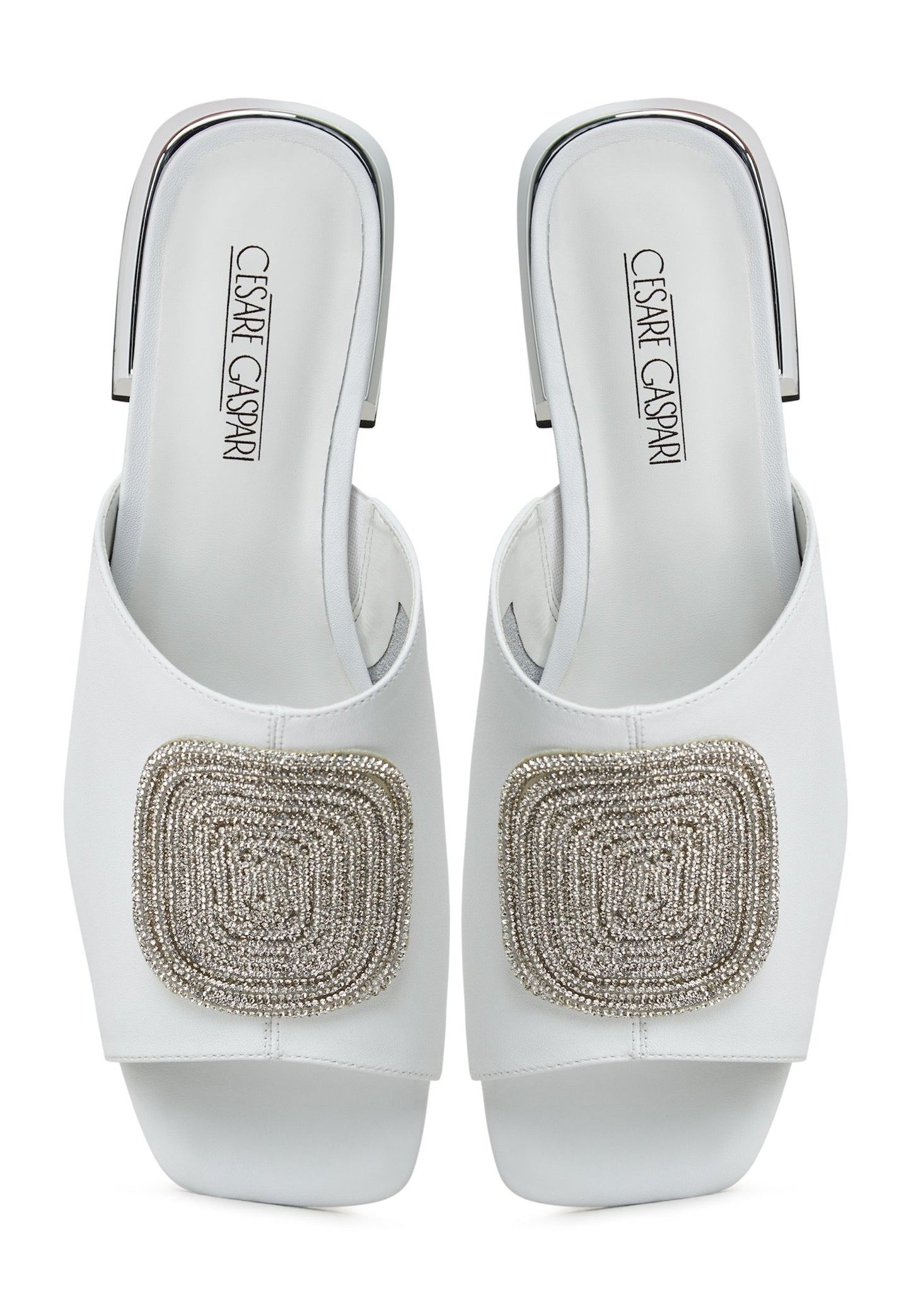 Block Heeled Slippers Beatriz -White