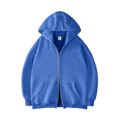 Distressed Double Slider Zip Hoodie