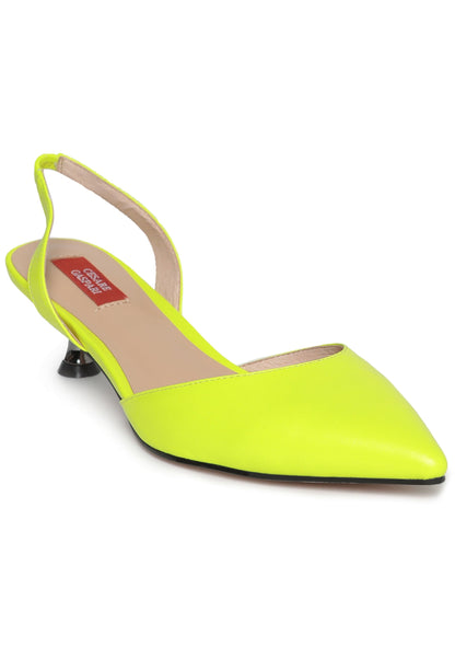 Leather Kitten Heel Sandals - Green