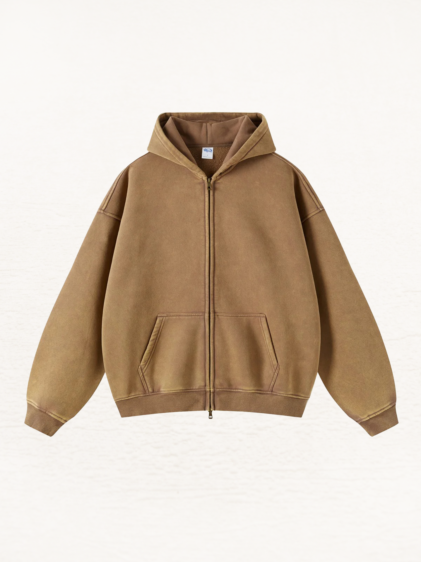 Distressed Double Slider Zip Hoodie