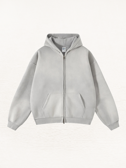 Distressed Double Slider Zip Hoodie