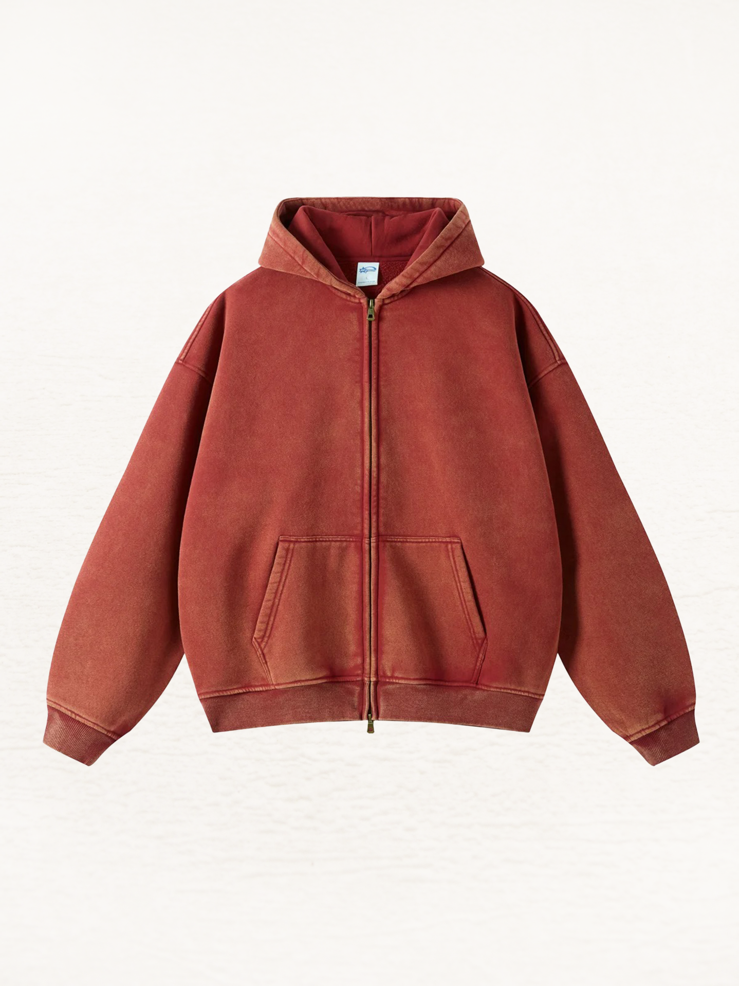 Distressed Double Slider Zip Hoodie