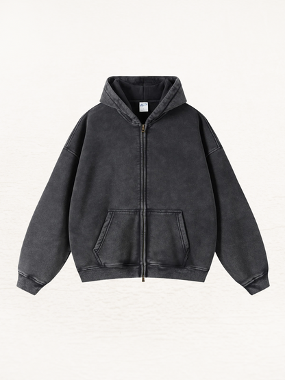 Distressed Double Slider Zip Hoodie