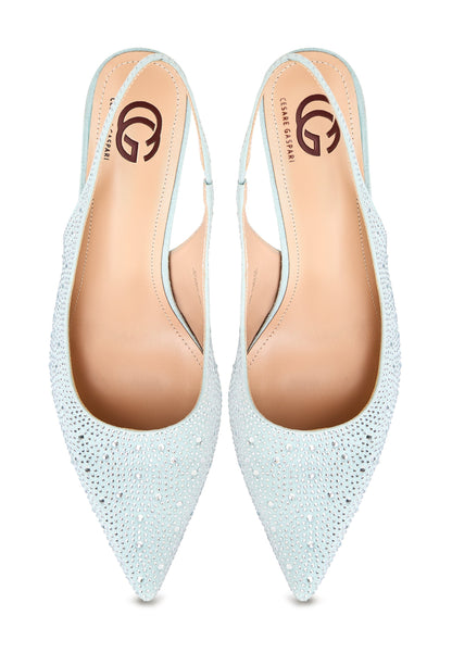 Jewel Suede High Heeled Pumps Samantha - Blue