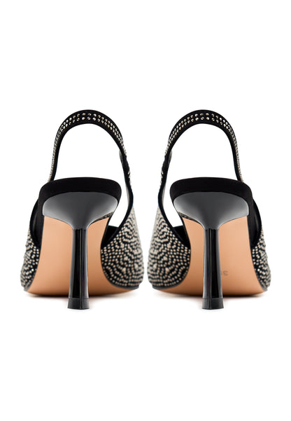 Jewel Suede High Heeled Pumps Samantha - Black