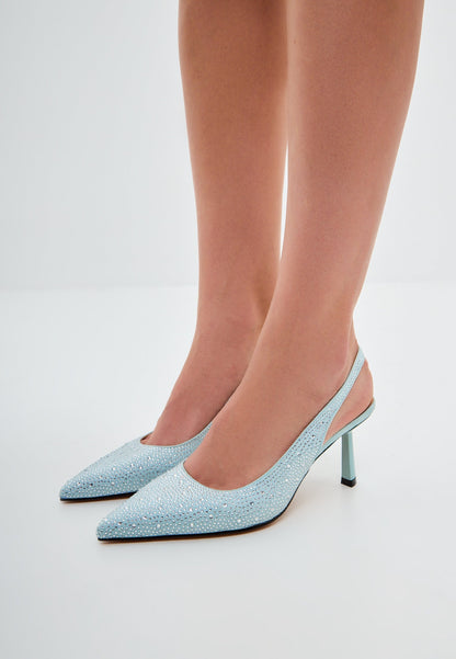 Jewel Suede High Heeled Pumps Samantha - Blue