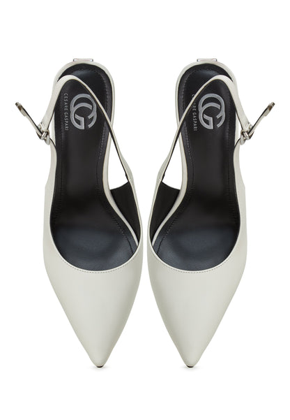 Pumps With Metallic Stilleto Heel - White