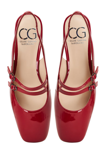 Slingback Block Heels Pumps Marisol - Red