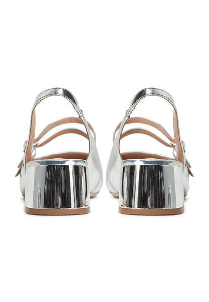 Slingback Block Heels Pumps Marisol - Silver