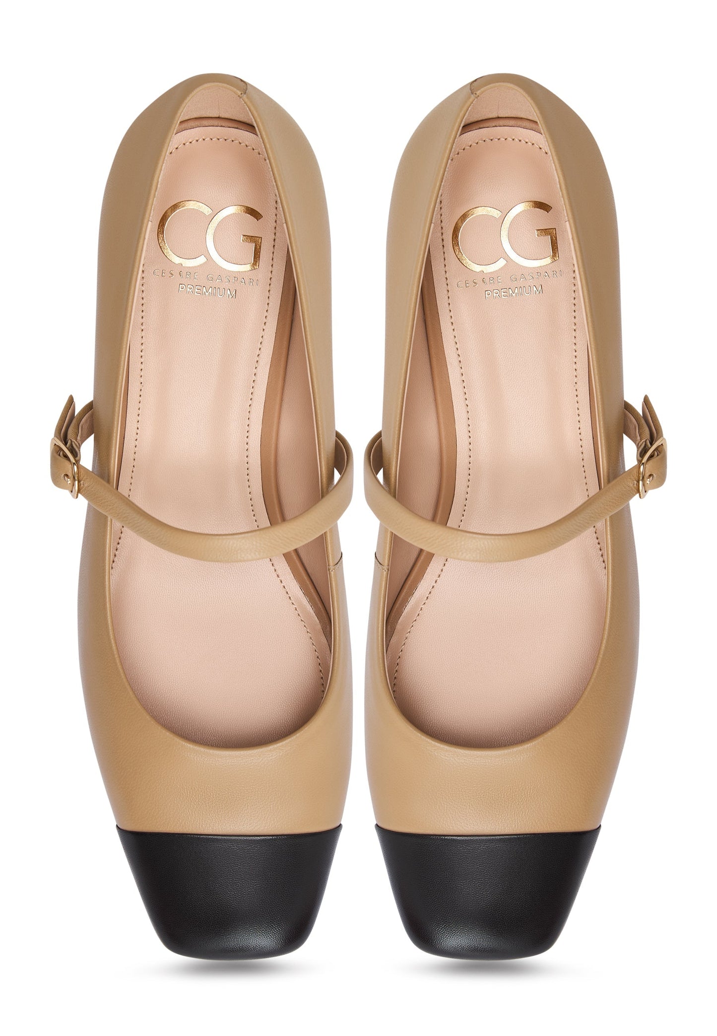 Elegant Mary Jane Heels Briar - Beige and Black