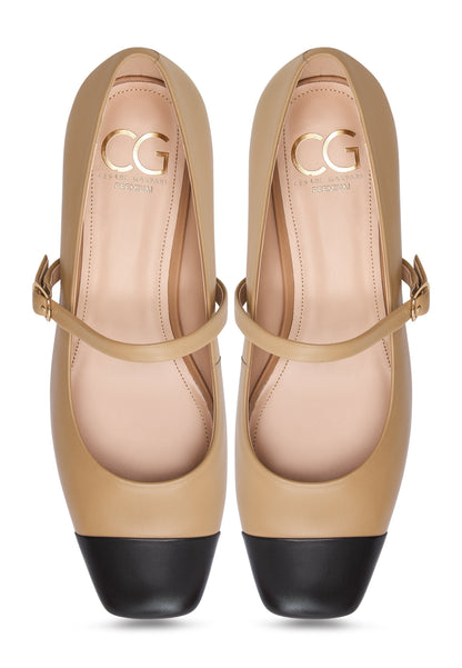 Elegant Mary Jane Heels Briar - Beige and Black