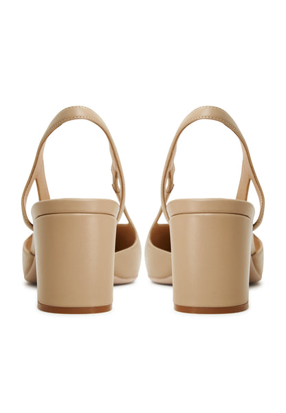 Slingback Block Heels Pumps Jasmine - Beige