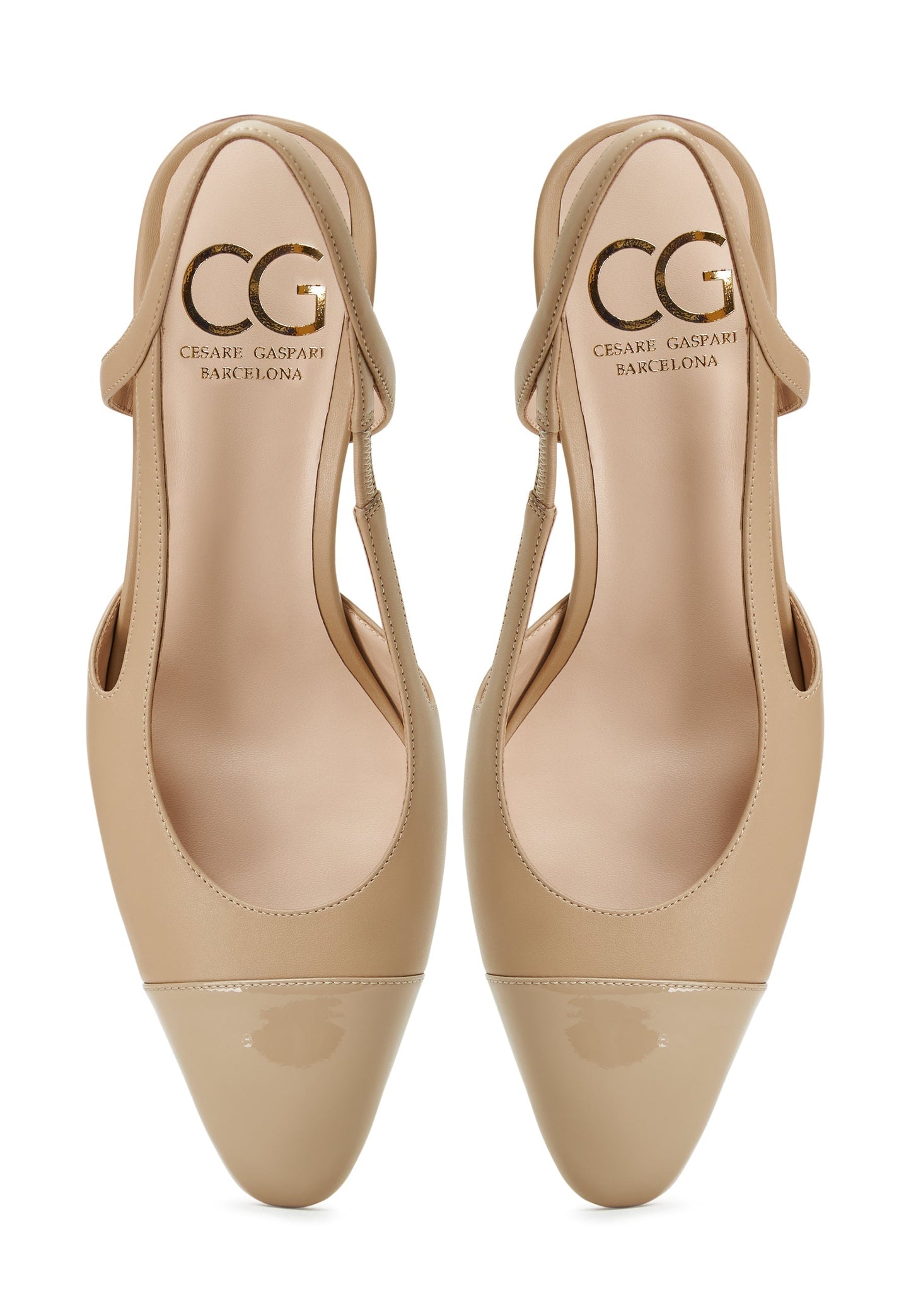 Slingback Block Heels Pumps Jasmine - Beige