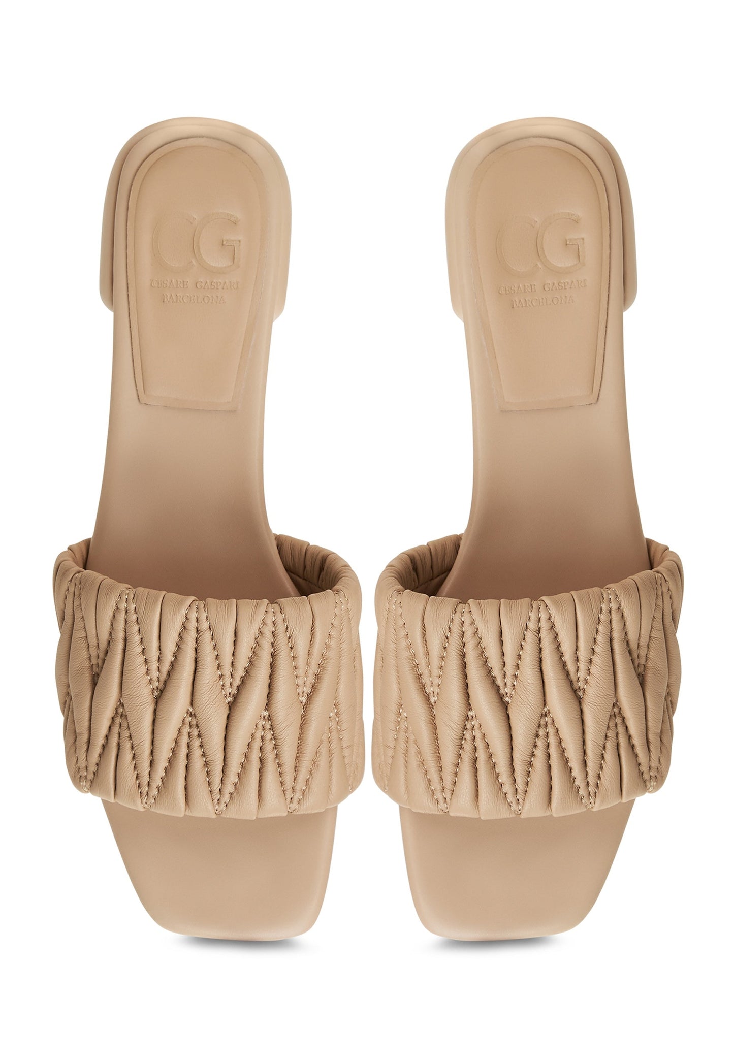 Block Heeled Slippers Stephanie - Beige