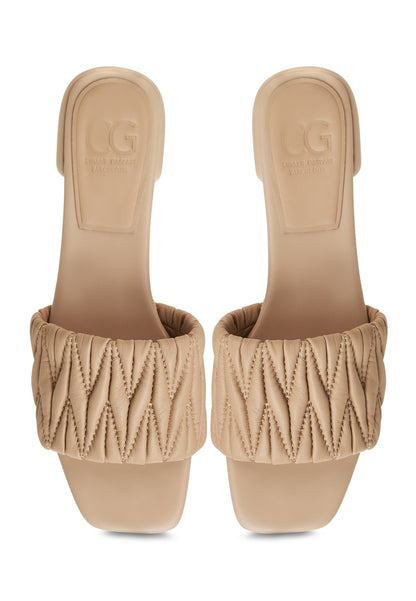 Block Heeled Slippers Stephanie - Beige