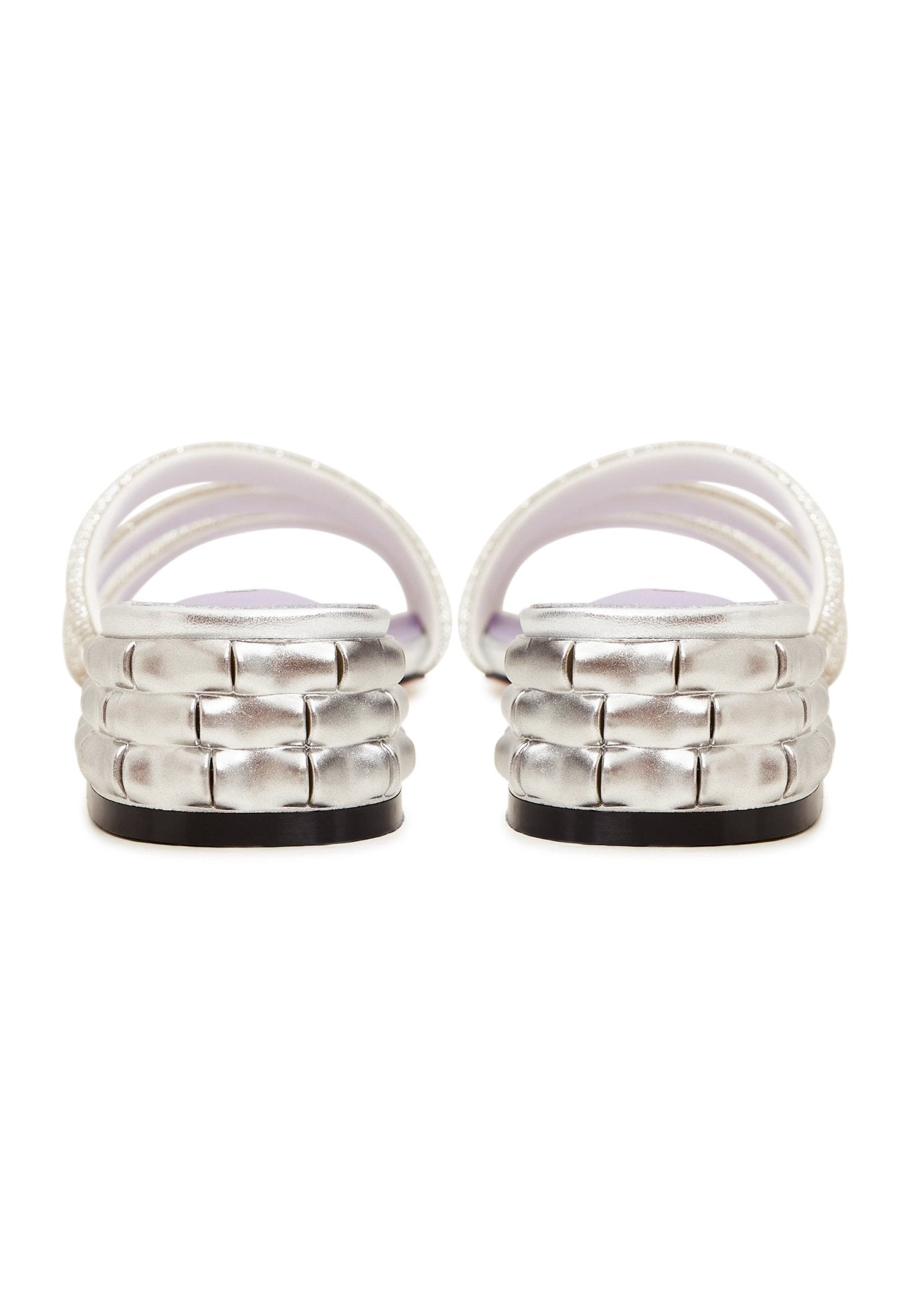 Heeled Mules - Silver