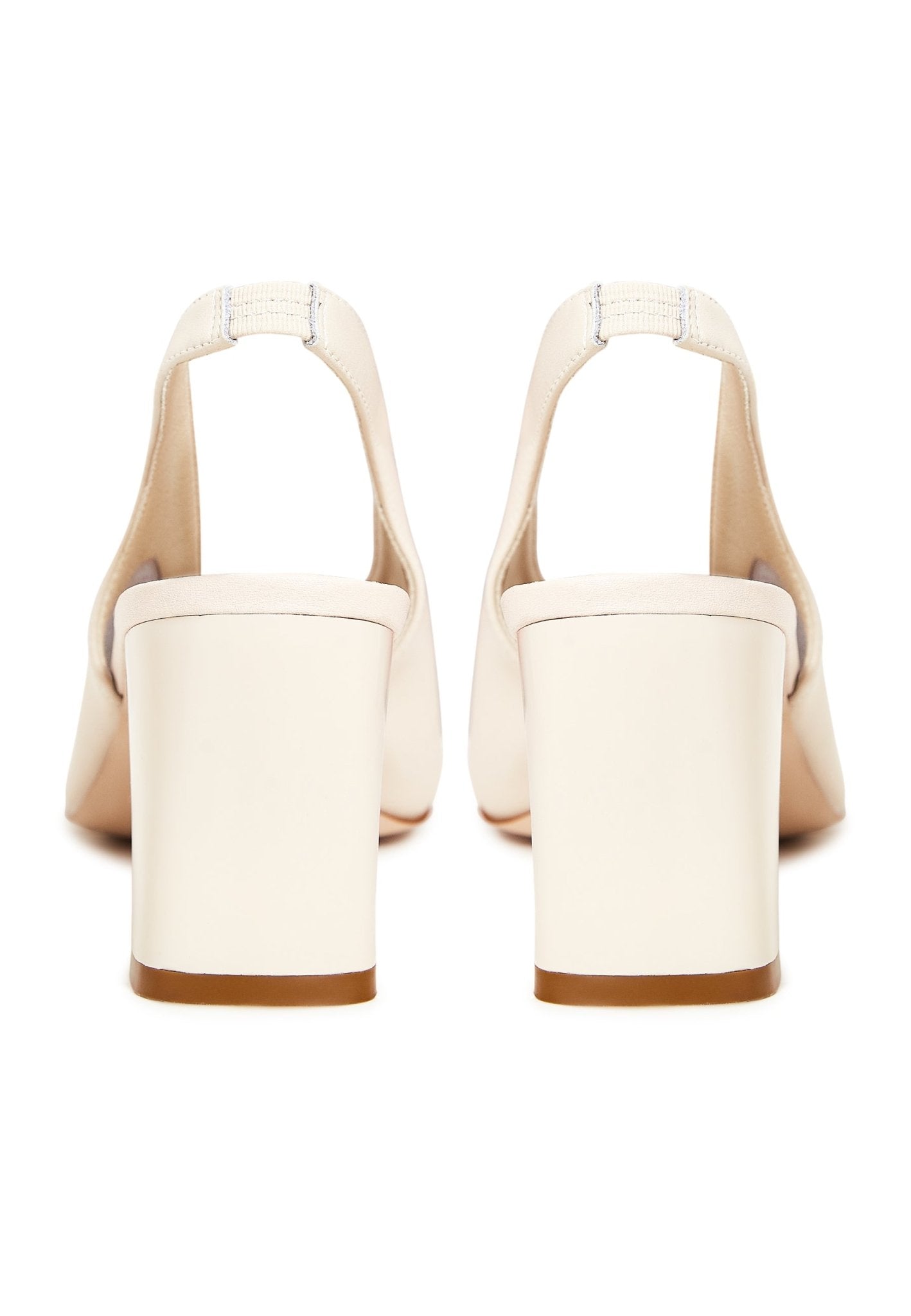 Leather Classic Block Heel Sandals - Beige