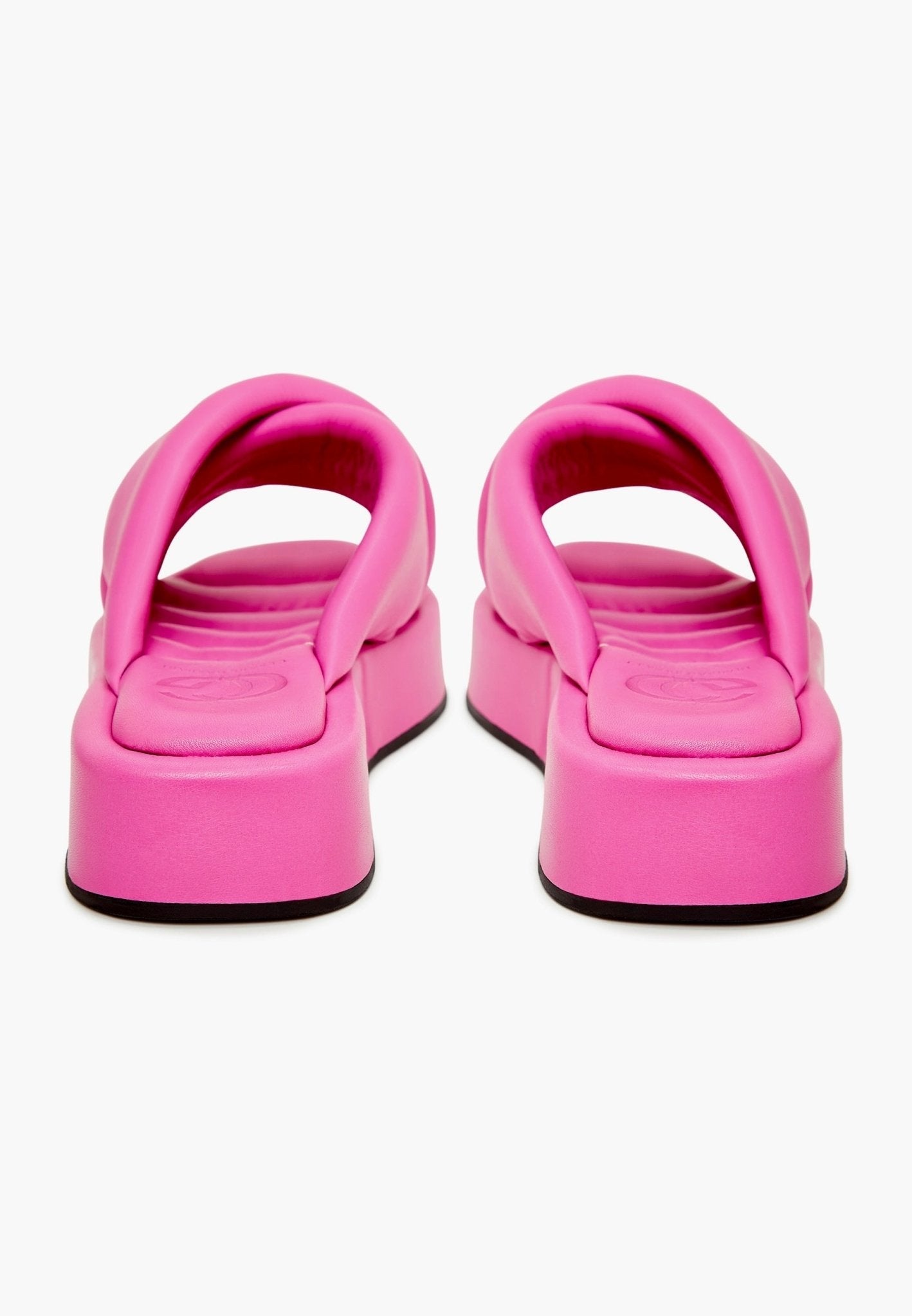 Leather Platform Mule - Fuchsia