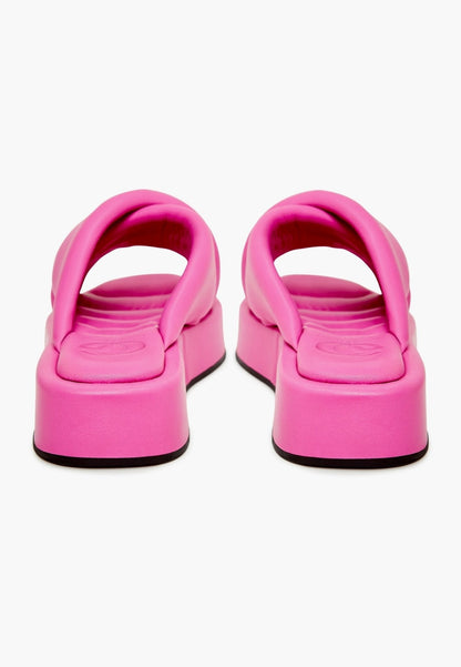 Leather Platform Mule - Fuchsia
