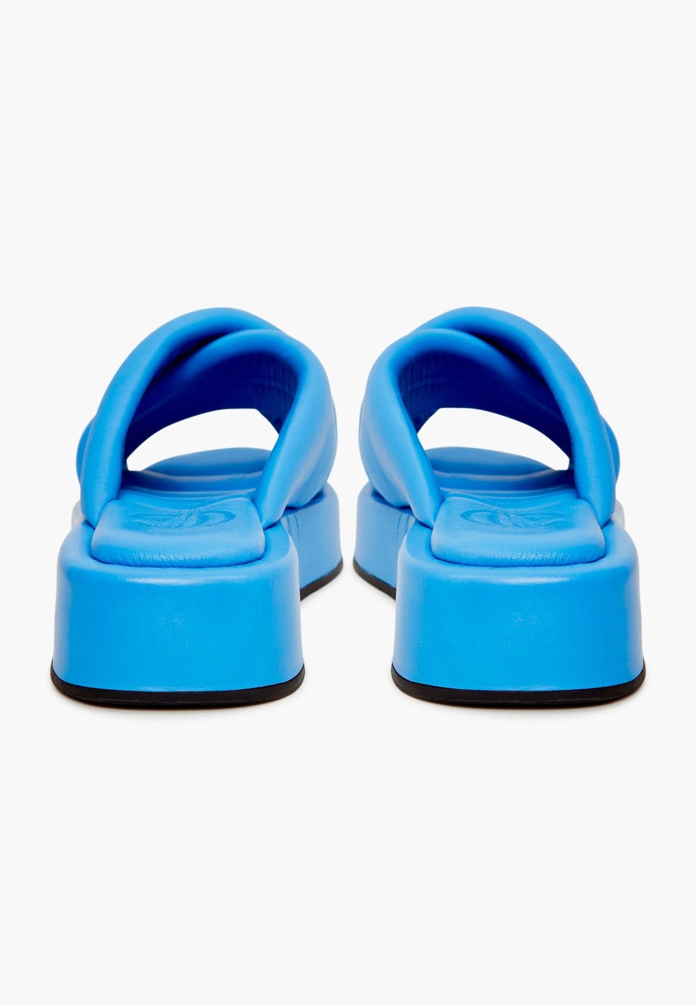 Leather Platform Mule - Blue