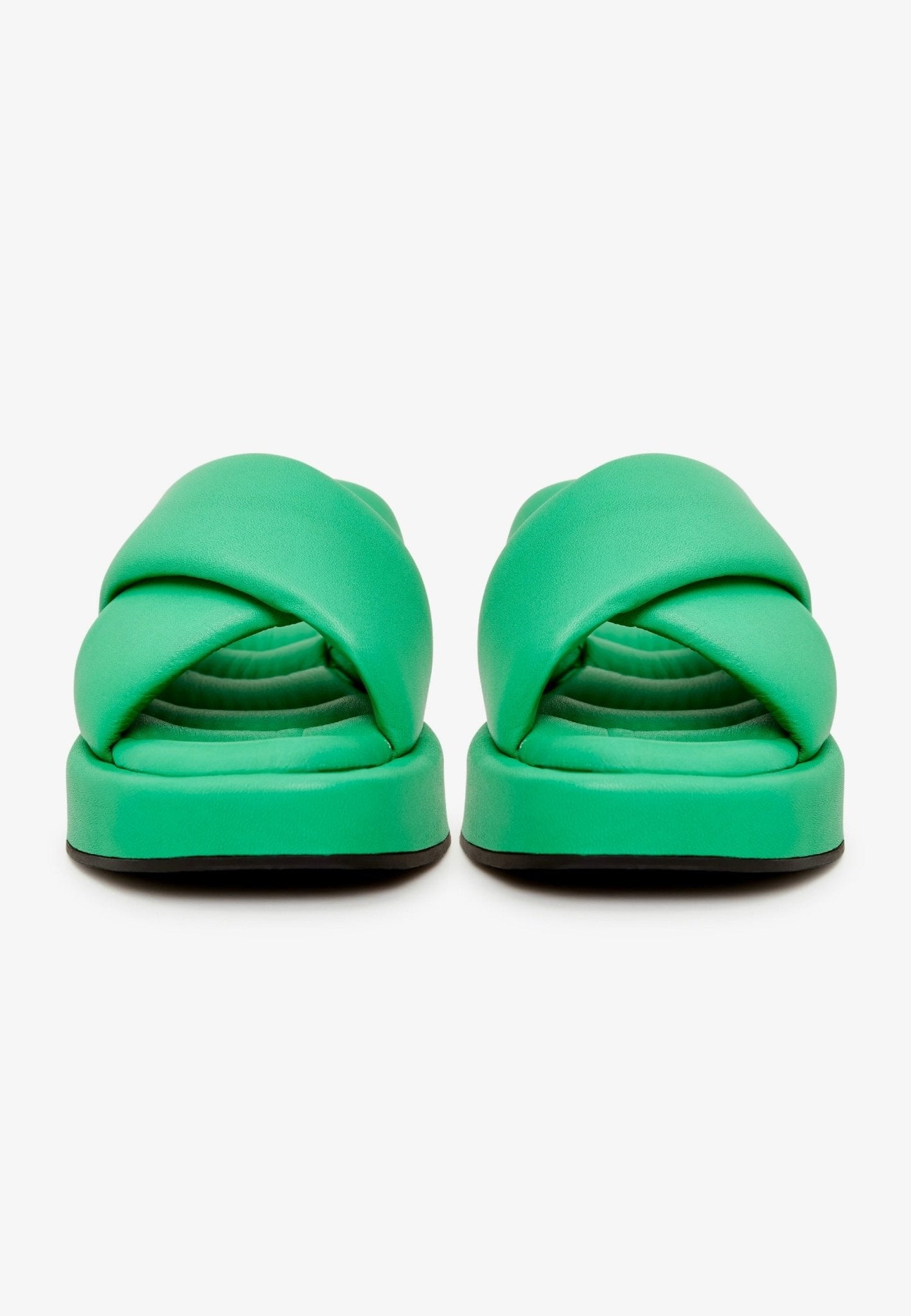 Leather Platform Mule - Green