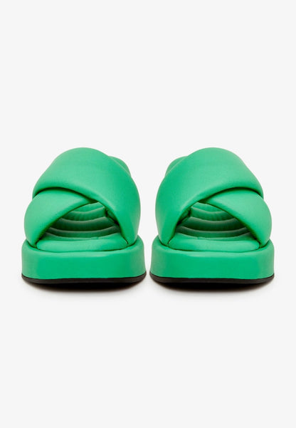 Leather Platform Mule - Green