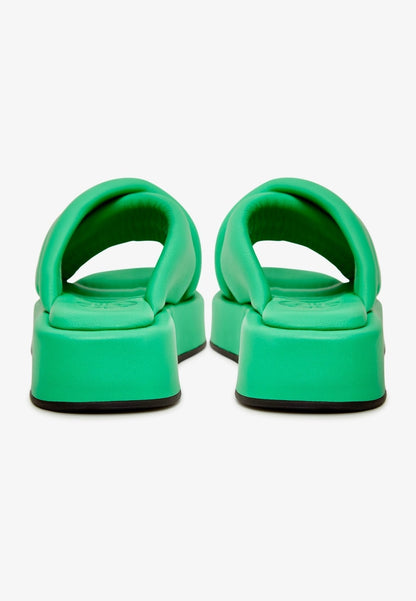 Leather Platform Mule - Green