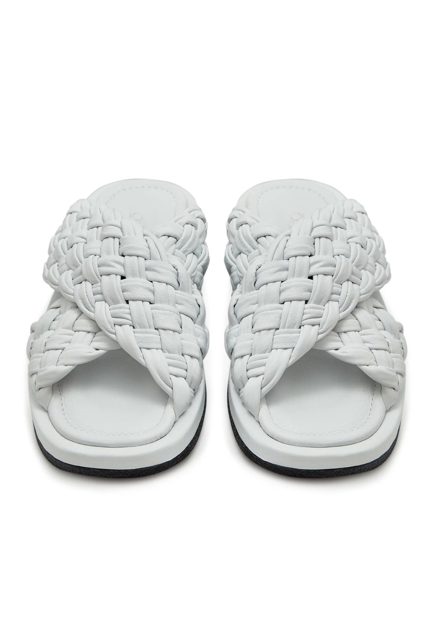 Open Tip Leather Sandals - White
