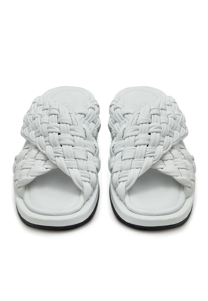 Open Tip Leather Sandals - White